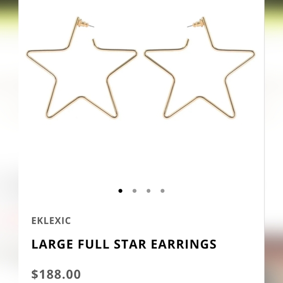 EKLEXIC Large Full Star Gold Statement Earrings - Picture 3 of 6